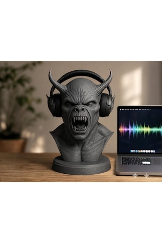 Happy3dworld İblis Büstü Kulaklık Standı, 3d Baskı Horror Gotik Gaming Dekor
