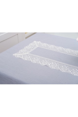 Finezza Gilda Lüx Dantelli Simli Kumaş Gri Masa Örtüsü  160x220 cm -1469