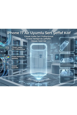 Iphone 17 Air Uyumlu Sert Şeffaf Sararmaz Kılıf