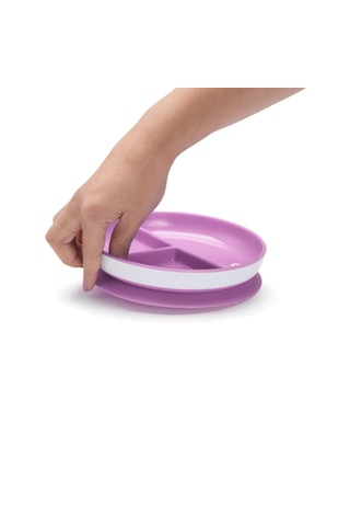 Munchkin Sabit Vakumlu Beslenme Tabağı &tıklama Uçlu Alıştırma Ba Mor