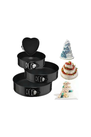 Sones 4'ü 1 Arada 4 İnç /7 İnç /9 İnç /10 İnç 1 Kalp Ve 3 Yuvarlak Pişirme Kabı Kek Kalıpları Fırın Tepsileri