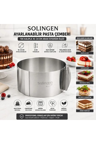 Jenerik Ayarlanabilir Metal Kek Kalıbı 16-34 Cm Çok Renkli