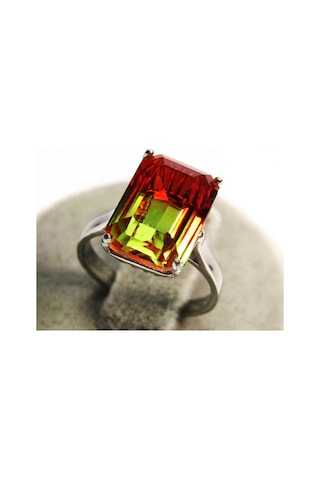 Gümüş Baget Turmalin Taşlı Kadın Yüzük