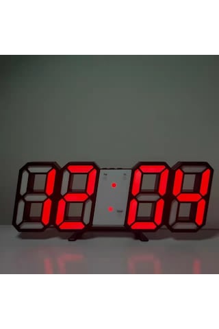 Mufunye Siyah Kırmızı Işıklı 3d Led Dijital Alarm Saat - Masaüstü/duvar Takımı - 164x60x34 Mm - Ev Dekoru Ve Zaman Yönetimi ÇOk Renkli