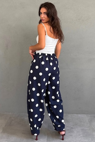 Madmext Lacivert Puantiyeli Beli Lastikli Balon Kadın Pantolon Mg2886