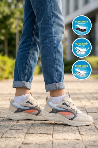Walkway Koyu Gri- Turuncu Fileli Bağcıklı Nefes Alan Rahat Tabanlı Unisex Yürüyüş Ve Spor Ayakkabı 26106 G Koyu-gri-orange