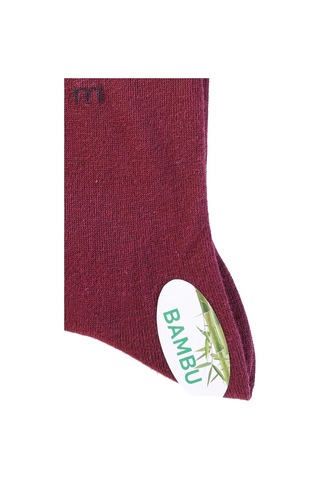 Morven Erkek Bordo Bambu Düz Uzun Çorap Bordo
