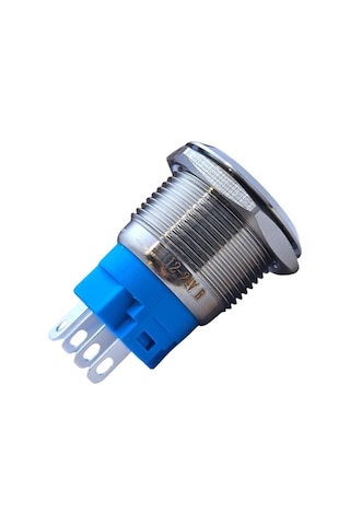 E47 19mm Metal Buton Kalıcılı 12-24v Beyaz Led 1no/1nc