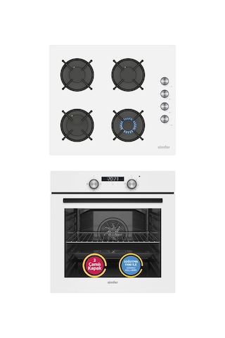 Carino 4 Fonksiyon Dijital Siyah Power Turbo 2'li Cam Ocaklı Ankastre Set Fırın+Ocak