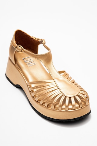 Anıel Altın Kadın Dolgu Topuklu Sandalet Altın