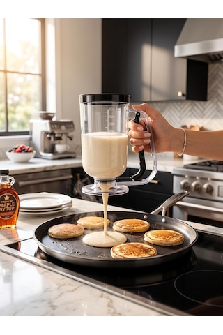 Porsiyonlayıcı Hamur Akıtıcı Krep Waffle Cupcake Dağıtıcı 900 Ml Siyah