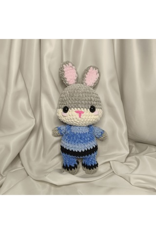 El Yapımı Judy Peluş Oyuncak / Zootopia Amigurumi Seti 02 - Çok Renkli