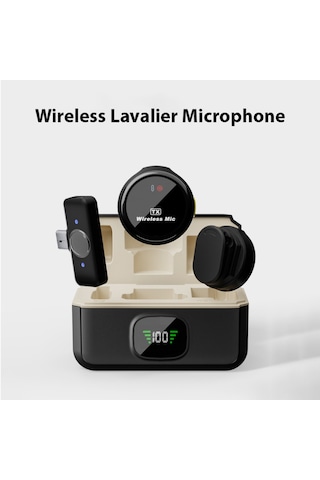 Mufunye Kablosuz Yaka Mikrofonu Çift Mikrofon Manyetik Emiş Giyme Gürültü Azaltma Gecikme Yok Type-c Şarj Ed E