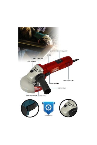 Assur ASR348 850 W 125 MM Avuç Taşlama Spiral Kırmızı