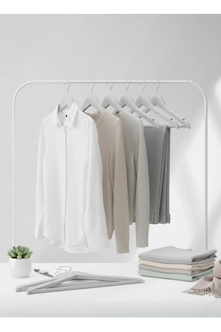 Gri Ahşap Elbise Pantolon Askısı Gri