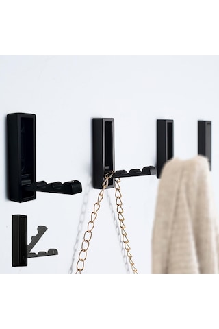 Youmex Katlanabilir Duvar Kancaları, Manyetik Açılışlı, Ceket, Havlu, Sırt Çantası Asma İçin, Mat Siyah, 4 Adet