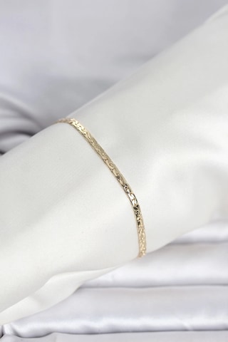 Ceylan Adam Cm 14k Gold Renk Yassı Ezme Zincir Model Kadın Bileklik Çok Renkli