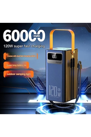 60000mah Led Işıklı Taşınabilir Powerbank-1493 Siyah