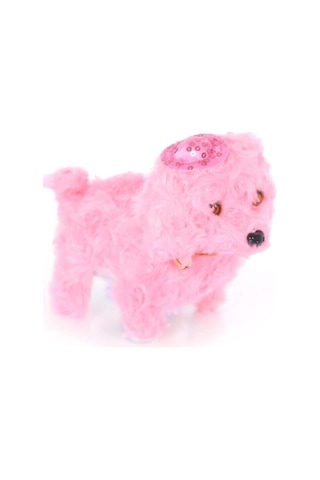 Minik Hareketli Işıklı Sesli Köpek Peluş Oyuncak Pembe