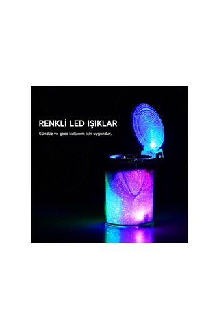 Araç İçi Çok Renkli Işıklı Küllük Renkli Işıklı Kapaklı Araba Küllüğü Oto Küllük Rgb Işıklı 1