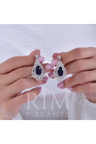 23.85 Karat Laboratuvar Pırlanta Safir Küpe - Hrd Sertifikalı