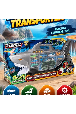 74461 Teamsterz Beast Machines Robo Shark Çantalı Transporter -canrodi