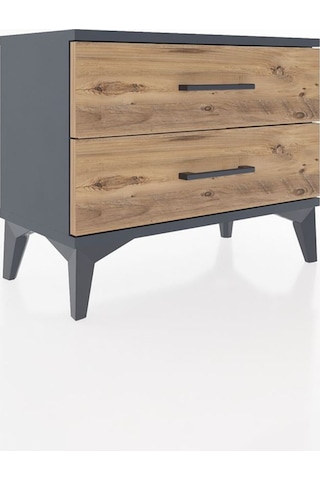 Arges Komodin 2 Çekmeceli 60x30x48 Antrasit-çam Antrasit