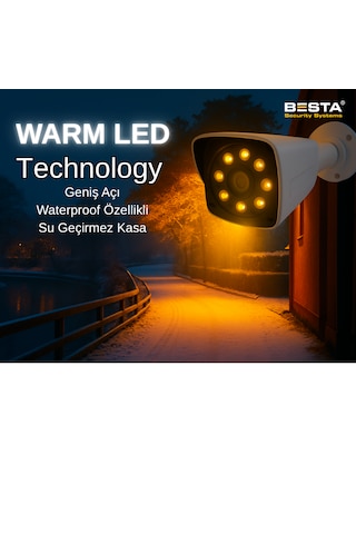 5 Mp Lens 1080 P 4 Kameralı Warm Led Güvenlik Seti - 2 Tb Hdd Ve Monitör Dahil - St224wssz