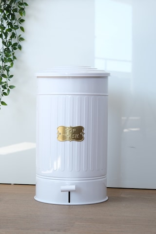 Metal Kapaklı Beyaz Renk Galvaniz Mutfak Banyo Pedallı Çöp Kovası 30 Lt Ekru