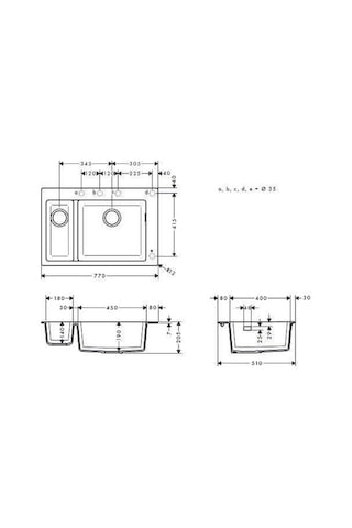 Hansgrohe S510-F635 Ankastre Granit Eviye 180/450 Beton Grisi + Manuel Gider Gri