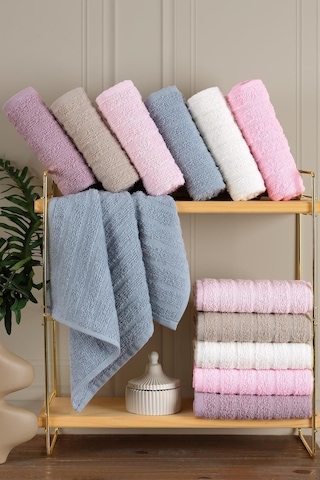 ZeynepTekstil Path 12'li 30x50 Cm El Ve Yüz Havlu Seti Mutfak Havlusu Pembe