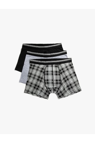Koton 3'lü Boxer Seti Ekose Desenli Çok Renkli Siyah Ekoseli 2slm90011mk Siyah Ekoseli