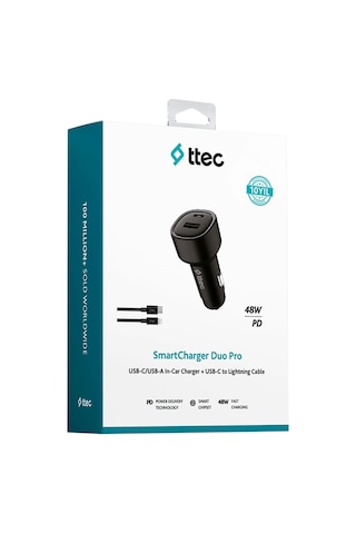 2ckp02cs Smartcharger Duo Pd 48w Araç İçi Hızlı Şarj Cihazı Usb-c+usb-a - Usb-c-usb-c 3a Kablo-