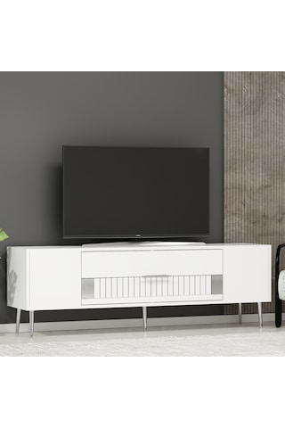 Pencap Tv Sehpası Tv Ünitesi 150 Cm Beyaz Gümüş