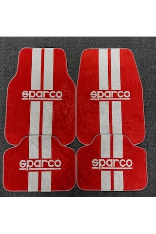 Sparco Kırmızı Dekor Oto Halı Paspas Üniversal Her Araca Uyumlu Kumaş Anahtarlık Hediyeli