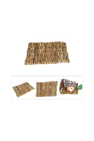 Qingmipy Küçük Evcil Hayvanlar İçin Doğal El Dokuma Çimen Mat - Dinlenme, Oynama Ve Diş Tırmalama S Boyut