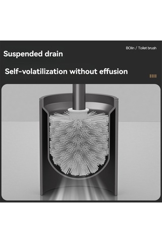 Banyo Tuvalet Fırçası Tutucu Temizlik Aletleri Duvara Monte Matkap Gerektirmez Gri