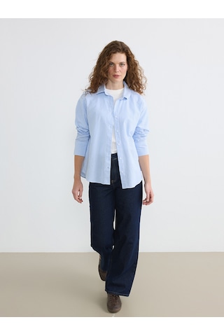 Lcw Everyday Mavi Çizgili Poplin Kadın Gömlek