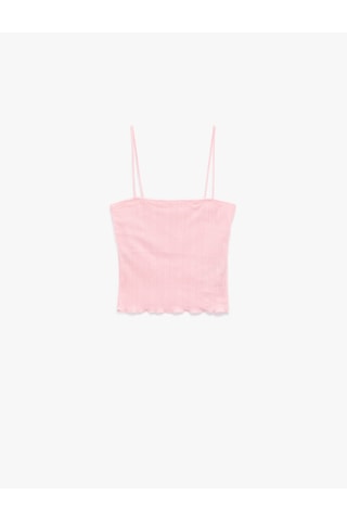 Koton Slim Fit İnce Askılı Crop Atlet Pembe 5sak10692ek Gül