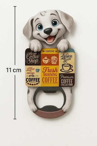 Mıknatıslı Köpek Figürlü Şişe Açacağı Retro Metal Dekoratif Açacak 11 Cm Çok Renkli
