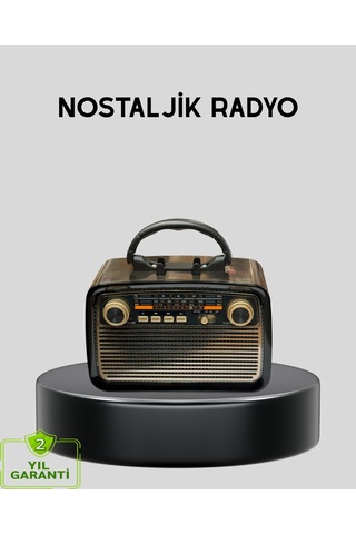 Led Li Nostaljik Bluetooth Hoparlör Vintage Tasarım, Ahşap Doku - Lisinya