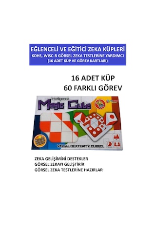 Görsel Eğitici Dikkat Zeka Ve Akıl Küpleri Kohs, Wisc-r Vb. Görsel Zeka Testlerine Yardımcı