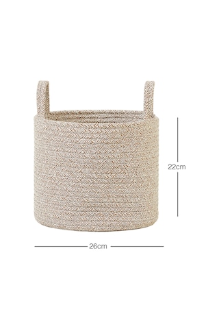 Ocean Home Textile Bej Kırçıllı Pamuklu Halat Sepet 26 x 22 cm