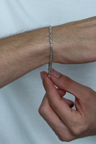 Takı Dükkanı 925 Ayar Gümüş Erkek Bileklik Yuvarlak Kral Model 2,8mm Genişlik 20cm Uzunluk msb03