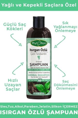 Phytoflora Isırgan Özlü Çam Terebentin Özlü Bitkisel Şampuan 400 ML