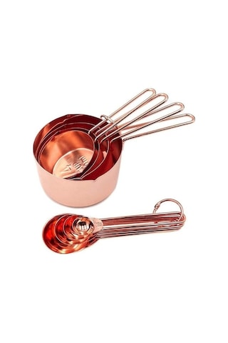 Pazly Altın 8 Adet Paslanmaz Çelik Ölçme Kaşığı Ve Bardak Seti - Mutfak Aksesuarları Altın