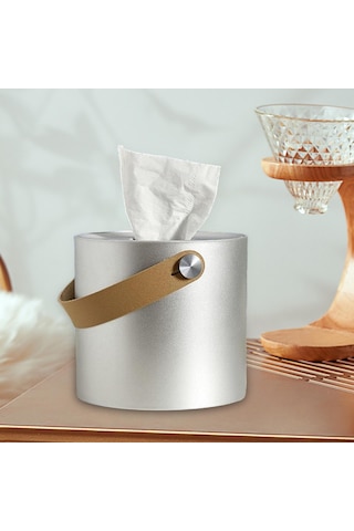 Homyl Gece Sehpası Oturma Odası Şifonyer Için Pu Gümüş Gümüş