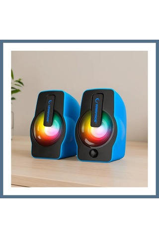 Buradabulabilirsin Usb Rgb Işıklı 1+1 6w Multimedya Hoparlör Seti Bbz