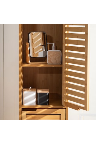 Mudo Home Boho Bambu Büyüteçli Ayna Beyaz 16x5,8x21,8 696123