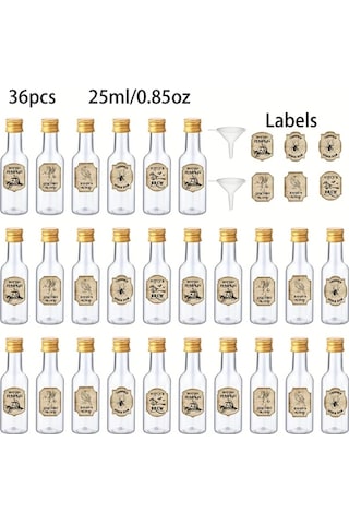Willowhaven 36 Parça 0.85oz Altın Kapaklı Mini Plastik Şişe Halloween Parti Dekorasyon